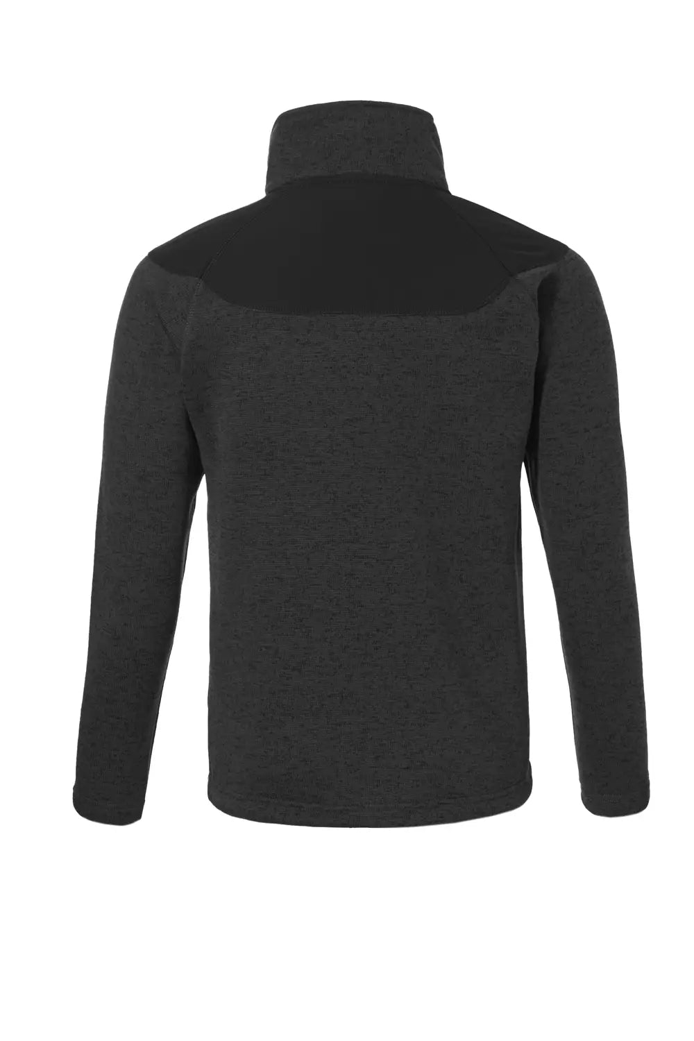 Chaqueta antracita vista trasera con paneles softshell en los hombros.