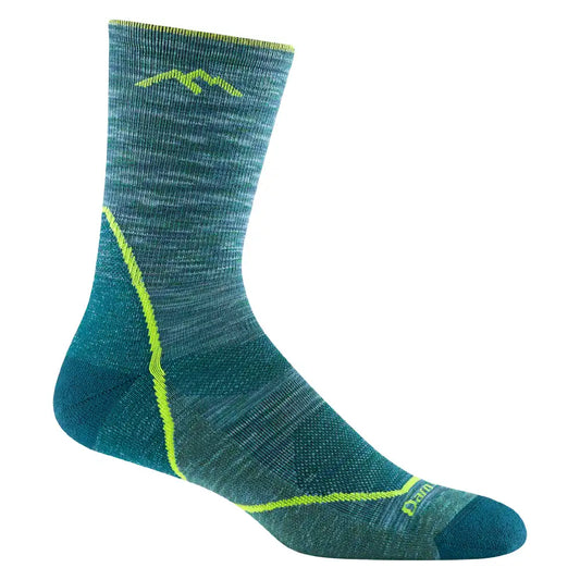 Calcetín verde jaspeado  con  linea en verde fosforito