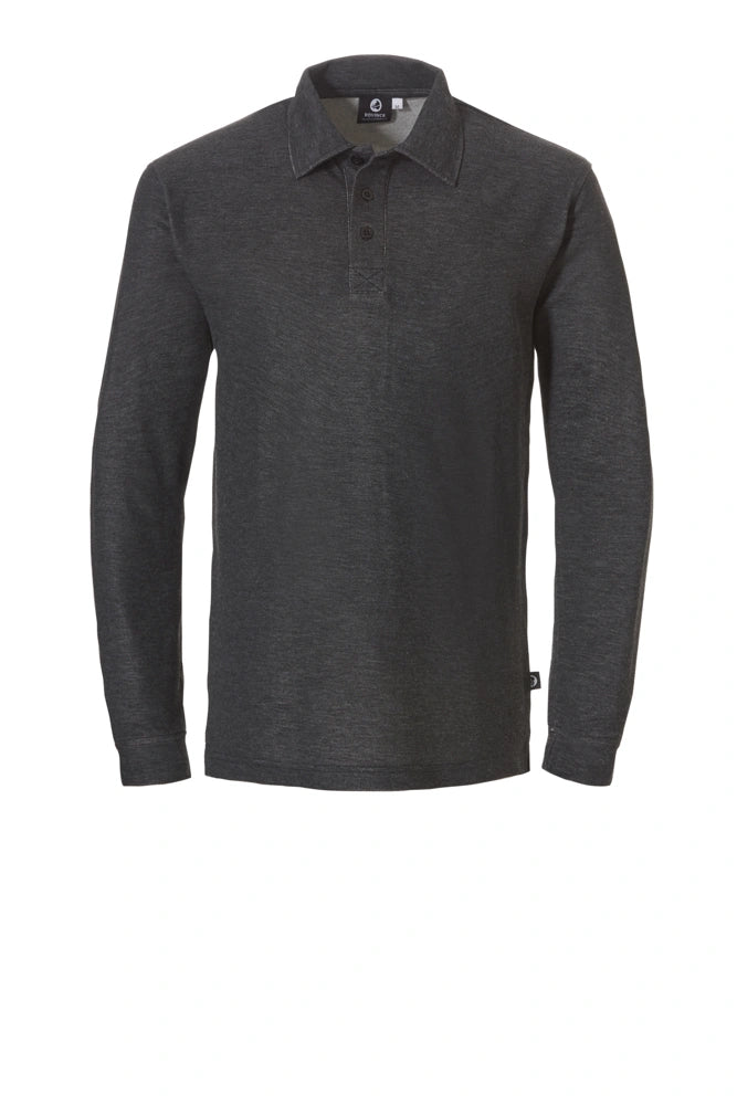 Polo rovince de trabajo manga larga en gris con tres botones.