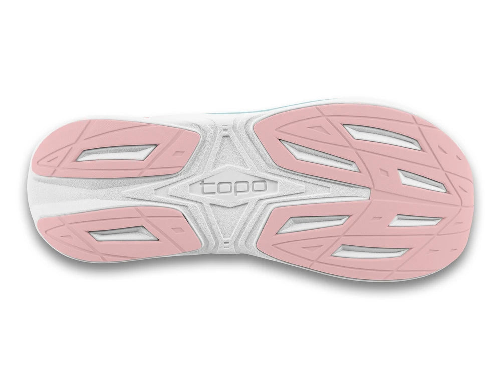Suela de zapatilla Topo Athletic Phantom 4 Mujer en azul polvo y rosa con diseño de amortiguación