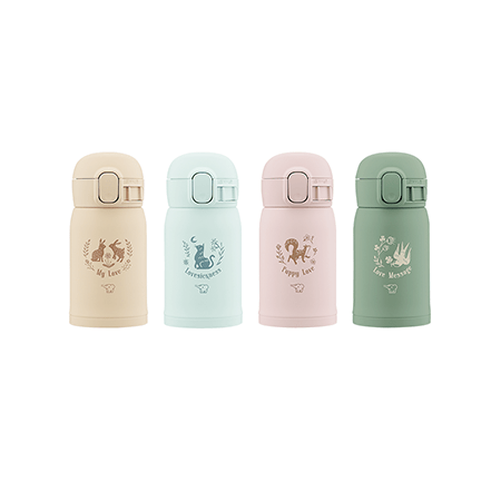 Gama de colores disponibles para el termo Zojirushi SM-WP 0.24L: beige, verde agua, rosa vintage y verde ceniza