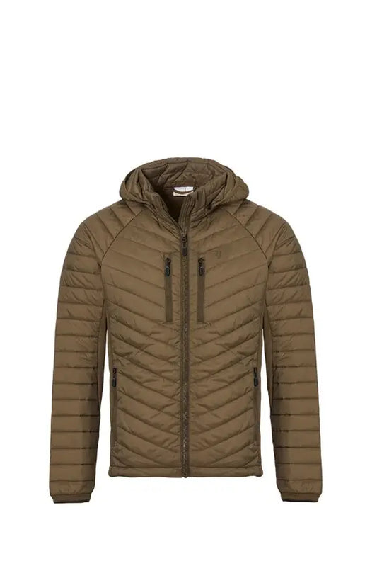 Chaqueta con dos bolsillos en el pecho y capucha desmontable.