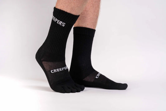 Calcetín de dedos negro Creepers Tobillero Alto Merino con diseño ligero para trail y senderismo