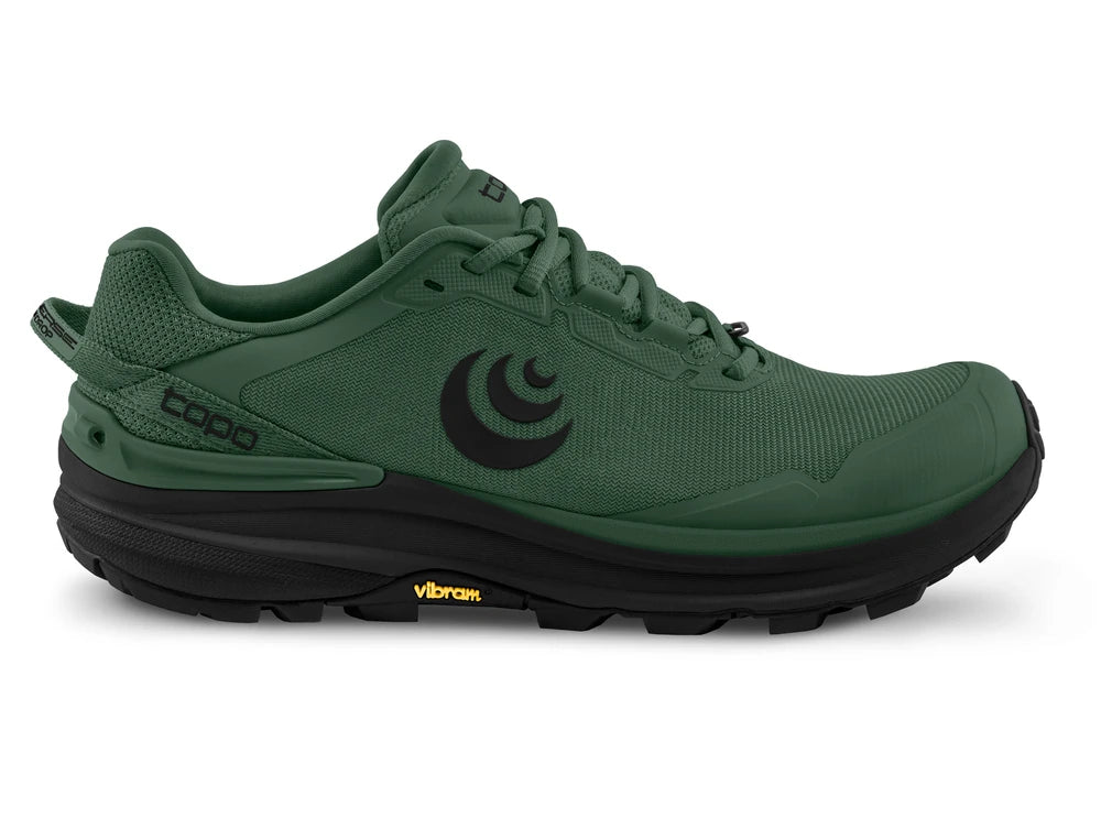 Zapatilla de senderismo Topo Athletic Traverse Hombre en verde y gris con suela Vibram y diseño técnico