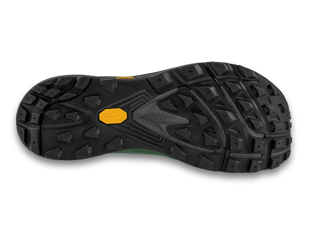 Suela de Zapatilla Topo Athletic Traverse Hombre en verde y gris con diseño técnico para senderismo