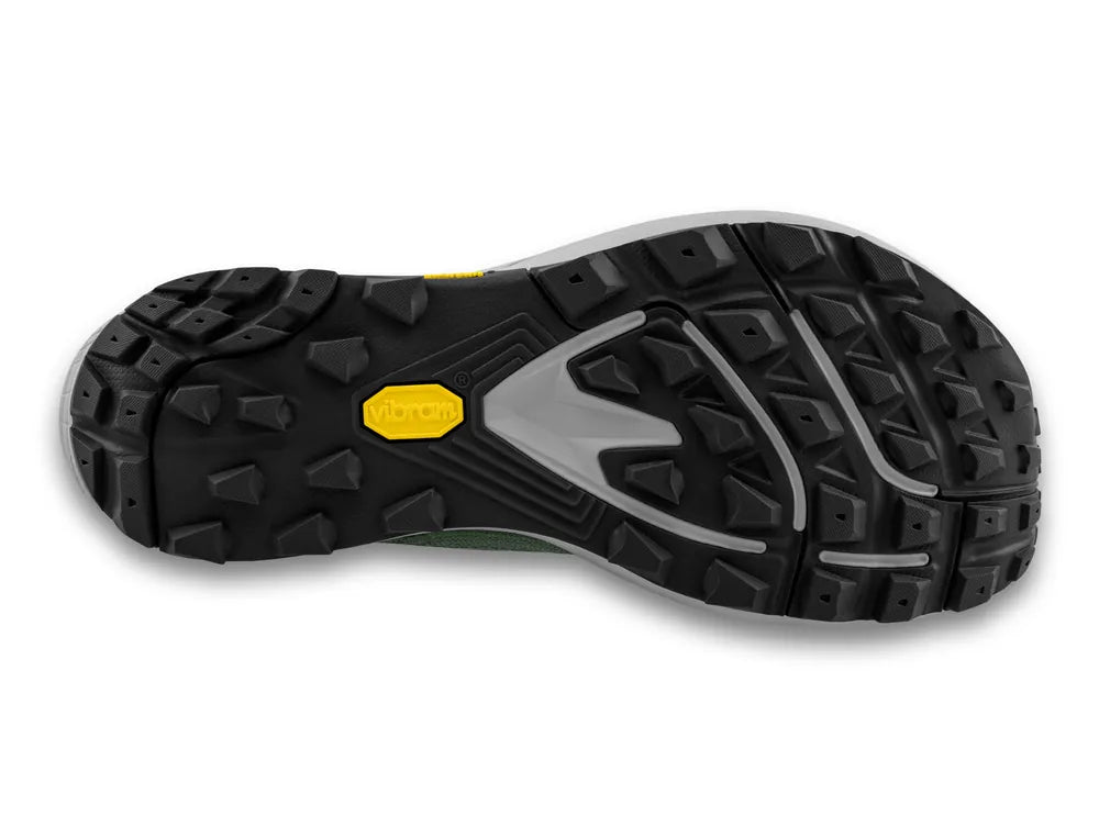 Suela de zapatillas de deporte con diseño antideslizante de Vibram en color negro y detalles en gris.