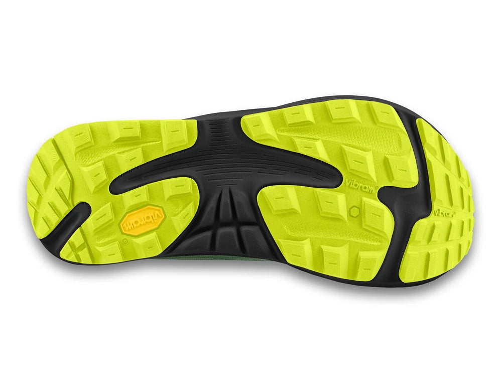 Suela de zapatilla Topo Athletic Ultraventure 4 Hombre en verde y negro con tracción Vibram