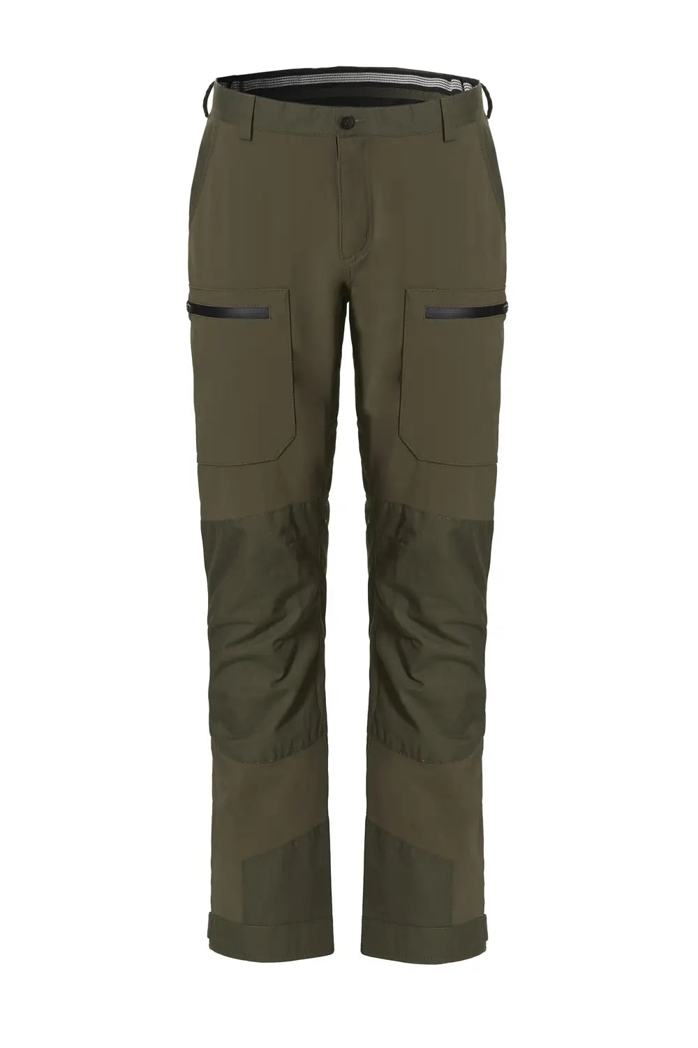 Pantalón en verde oliva con dos bolsillos en cremalleras   estancas en los muslos