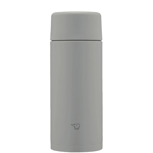 Botella térmica Zojirushi SM-ZB gris claro, capacidad 360 ml, con logo de elefante.