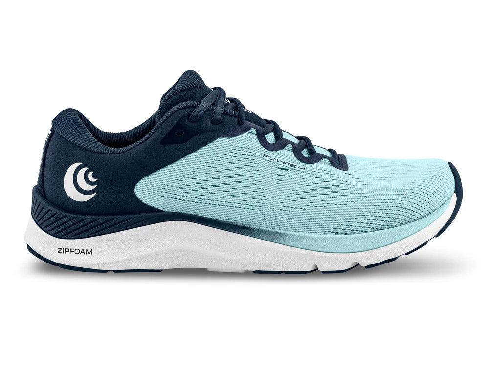 Zapatilla Topo Athletic Fli-Lyte 4 Mujer en azul y blanco con diseño ligero y suela de ZipFoam