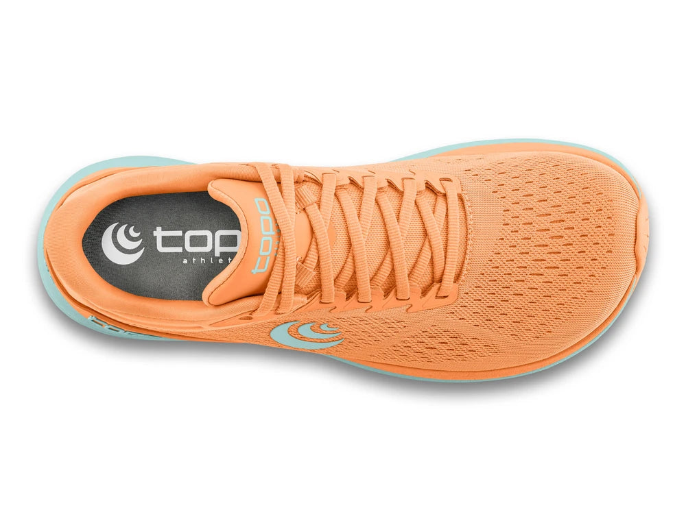 Zapatillas Topo PHANTOM 3 W'S en naranja y cielo con diseño ligero y suela de asfalto
