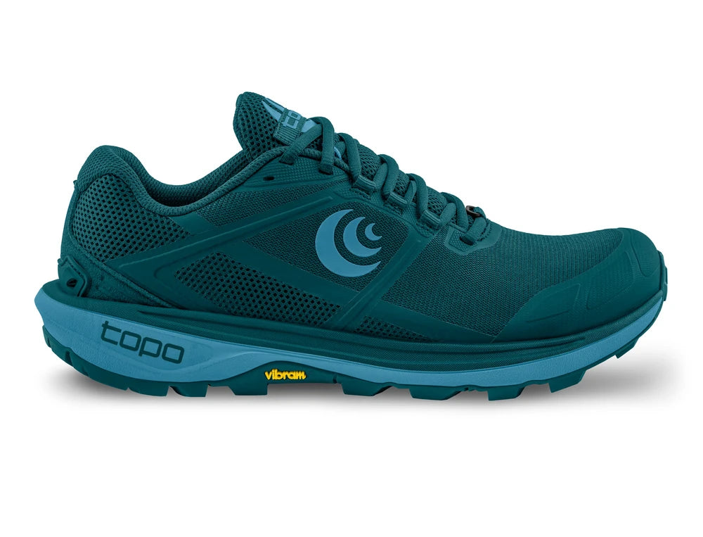 Zapatilla Topo Athletic Terraventure 4 Mujer en azul con suela Vibram y diseño técnico para trail