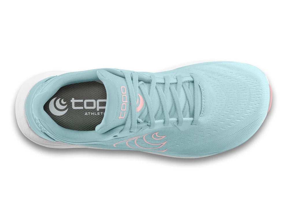Zapatilla Topo Athletic Phantom 4 Mujer en color Dusty Blue con detalles en Pink y amortiguación para correr